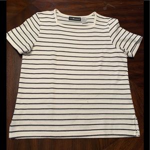 Sag Harbor Petite Black and White Striped  Shirt